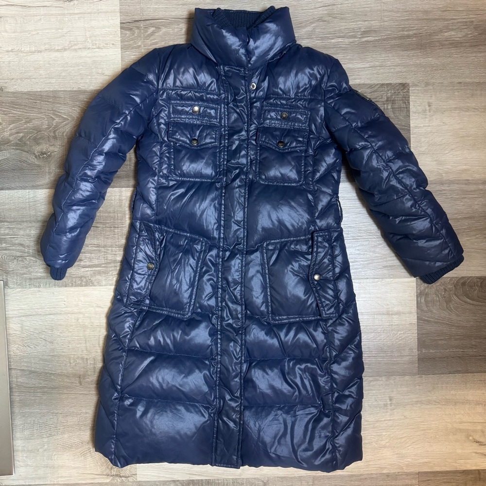 ADD DOWN 100% Goose Down Filled Long Puffer Jacket in Navy Girls size 6